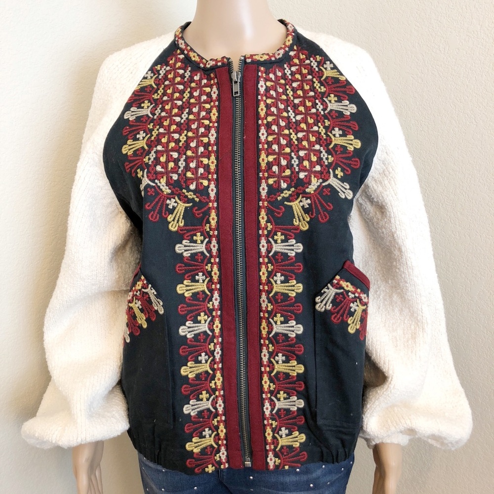 NWT FREE PEOPLE two faced embroidered Boho Jacket